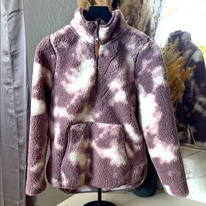 LIV Cozy womens Purple Tie-Dye 1/4 Zip Fleece pullover